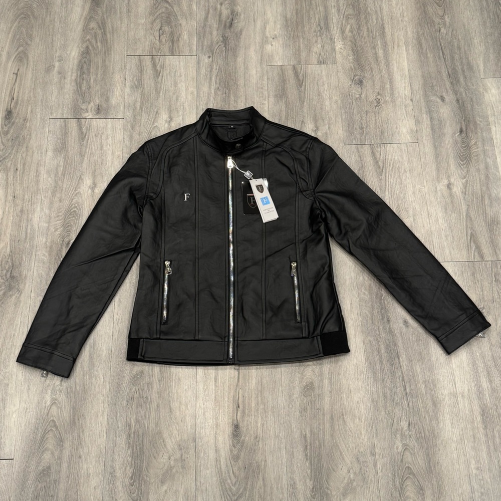 Ferrari — F Collections — W2821 Vegan Black Leather Italian Luxury Bomber Jacket